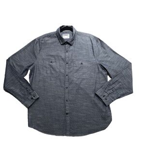Express Men’s Dress Shirt Gray Polka Dot Button Down Long Sleeve Size: XL